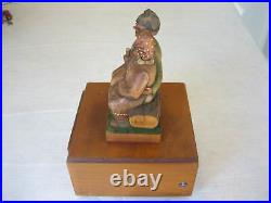 Vintage Carved Wood Wooden Couple Mechanical Music Cigarette Dispenser Box