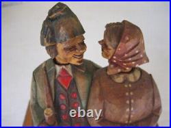 Vintage Carved Wood Wooden Couple Mechanical Music Cigarette Dispenser Box