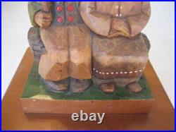 Vintage Carved Wood Wooden Couple Mechanical Music Cigarette Dispenser Box