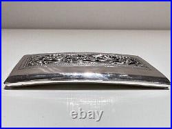 Vintage China Hand Made Silver Plated Cigarettes Case Box With Silver Dragon