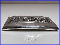 Vintage China Hand Made Silver Plated Cigarettes Case Box With Silver Dragon