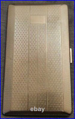 Vintage Cigarette Case Har-Bro 60-70s Art Deco Exterior Design Silver Tone