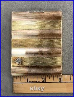 Vintage Cigarette Case Tri Color 14K Gold with. 25 ctw OEC Diamonds