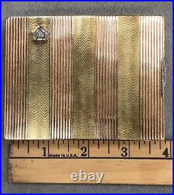 Vintage Cigarette Case Tri Color 14K Gold with. 25 ctw OEC Diamonds