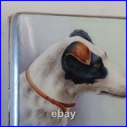 Vintage Cigarette Case With Hand Painted Jack Russell Terrier 500 Silver