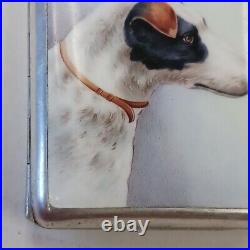 Vintage Cigarette Case With Hand Painted Jack Russell Terrier 500 Silver