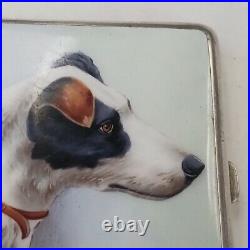 Vintage Cigarette Case With Hand Painted Jack Russell Terrier 500 Silver