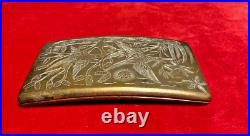 Vintage Cigarette case concave brass engraved bird scene