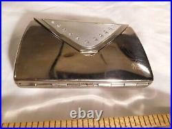 Vintage Colibri of London Clear Bejeweled Stainlss Steel Cigarette Case withMirror