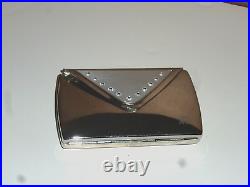 Vintage Colibri of London Clear jeweled Stainless Steel Cigarette Case withMirror