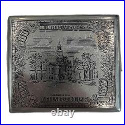 Vintage Collectible Metallic Americana Cigarette Case Benjamin Franklin $100