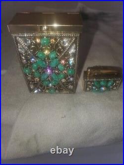 Vintage Crown Cigarette Case And Lighter