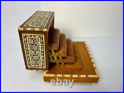 Vintage Egyptian Inlaid Wood & Mother of Pearl Cigarette/Music Box