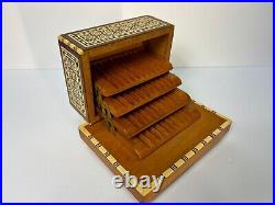 Vintage Egyptian Inlaid Wood & Mother of Pearl Cigarette/Music Box