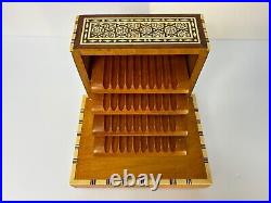 Vintage Egyptian Inlaid Wood & Mother of Pearl Cigarette/Music Box