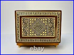 Vintage Egyptian Inlaid Wood & Mother of Pearl Cigarette/Music Box