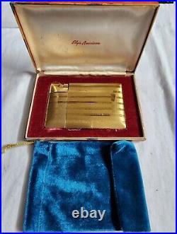 Vintage Elgin American Art Deco Gold Lighter Cigarette Case With Box. RARE