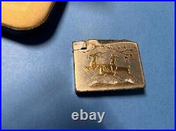 Vintage Elgin American Cigarette Case Lighter Gold Silver Jumping Deer Scene