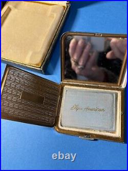 Vintage Elgin American Cigarette Case Lighter Gold Silver Jumping Deer Scene