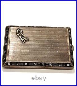 Vintage Enamel 900 Silver Cigarette BoxMarked 1593 900