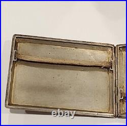 Vintage Enamel 900 Silver Cigarette BoxMarked 1593 900