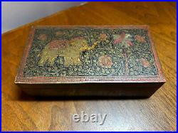 Vintage Engraved Brass Cigarette Box Made In British India. 1940, Elephant Theme