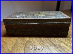 Vintage Engraved Brass Cigarette Box Made In British India. 1940, Elephant Theme