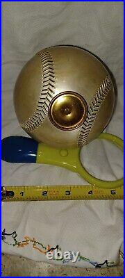 Vintage German Cigarette Dispenser PopUp Baseball Shape Brass & Metal MCM 1950's