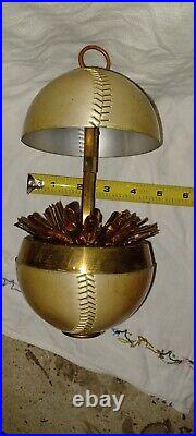 Vintage German Cigarette Dispenser PopUp Baseball Shape Brass & Metal MCM 1950's