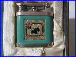 Vintage Girey Cigarette Case and Lighter Set 1930's Scottie Dog