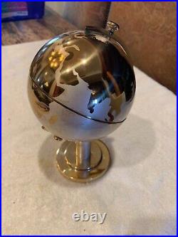 Vintage Globe Cigarette Case Mid-Century Steel And Brass Cigarette Holder 1950's