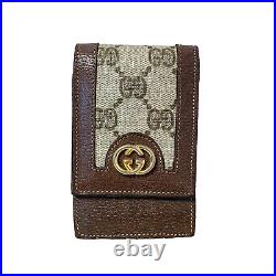 Vintage Gucci Cigarette Case GG Supreme Wallet Case Pouch Brown PVC Authentic