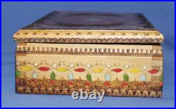 Vintage Hand Made Pyrography wood cigarette case box