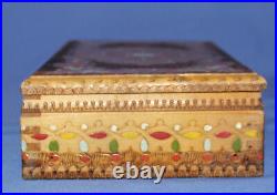 Vintage Hand Made Pyrography wood cigarette case box