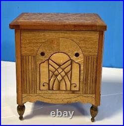 Vintage Inlaid Burl Wooden Cigarette Dispenser Sailor Japan