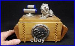 Vintage Italian Cigarette Dispenser Olive Wood Amalfi Coast Volcano Music Box