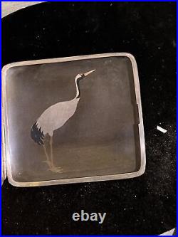 Vintage Japanese Antique Sterling Silver Mixed Metal Cigarette Case Preowned