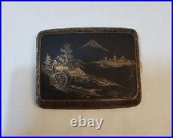 Vintage Japanese Damascene Cigarette Case Mt. Fuji