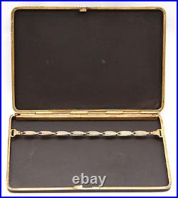 Vintage Japanese Iron Gold Silver Damascene Cigarette Case Komai Rickshaw Woman