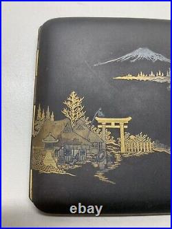 Vintage Japanese Japan Damascene Metal Cigarette Storage Case Post WW2