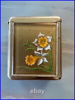 Vintage Jolie Cigarette Floral Pack Holder Case Trigger Action Made In France