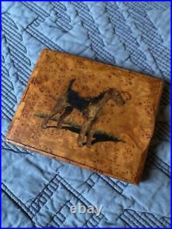 Vintage Karelian birch CIGARETTE CASE / card holder featuring Airedale Terrier