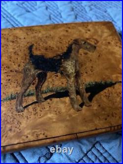 Vintage Karelian birch CIGARETTE CASE / card holder featuring Airedale Terrier