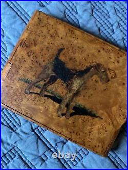 Vintage Karelian birch CIGARETTE CASE / card holder featuring Airedale Terrier