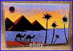 Vintage LIMOGES Limiteds Enamel Metal Camel Pyramids Egypt Scene Cigarette Cases