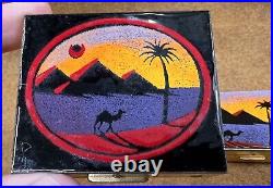 Vintage LIMOGES Limiteds Enamel Metal Camel Pyramids Egypt Scene Cigarette Cases