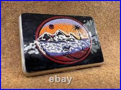 Vintage LIMOGES Limiteds Enamel Metal Camel Pyramids Egypt Scene Cigarette Cases