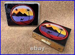 Vintage LIMOGES Limiteds Enamel Metal Camel Pyramids Egypt Scene Cigarette Cases