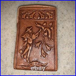 Vintage Lovely Leather Cigarette Pack Holder Made in Chile? 1970's