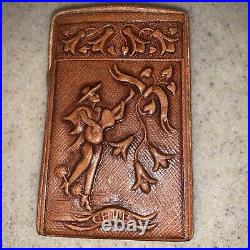 Vintage Lovely Leather Cigarette Pack Holder Made in Chile? 1970's